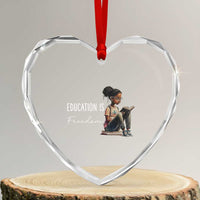 Education Freedom Heart Crystal Glass Ornament Black Teacher Books - Wonder Print Shop