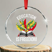 Education Is Freedom Crystal Glass Ornament Teaching Black History Month Books TS02