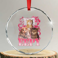 Eepy Sleepy Cats Y2K Bootleg Meme Graphic Crystal Glass Ornament Funny Internet Culture Humor