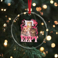 Eepy Sleepy Cats Y2K Bootleg Meme Graphic Crystal Glass Ornament Funny Internet Culture Humor