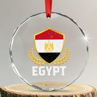 Egypt Coat of Arms Gold Shield Crest Crystal Glass Ornament Patriotic Egyptian Flag Heritage Pride