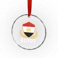 Egypt Coat of Arms Gold Shield Crest Crystal Glass Ornament Patriotic Egyptian Flag Heritage Pride