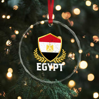 Egypt Coat of Arms Gold Shield Crest Crystal Glass Ornament Patriotic Egyptian Flag Heritage Pride