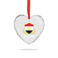 Egypt Coat of Arms Gold Shield Crest Heart Crystal Glass Ornament Patriotic Egyptian Flag Heritage Pride