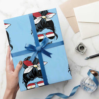 Egyptian Flag Messy Bun Girl Wrapping Paper Roll Patriotic Egypt Women