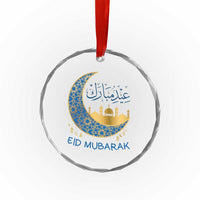 Eid Mubarak Crescent Moon Mosque Crystal Glass Ornament Arabic Calligraphy Islamic Celebration Gift