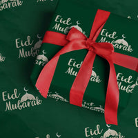 Eid Mubarak Mosque Silhouette Wrapping Paper Roll Islamic Holiday Celebration