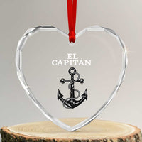 El Capitan Boating Captain Heart Crystal Glass Ornament Funny Boat Sailing Vintage Anchor