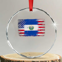 El Salvador American Flag Crystal Glass Ornament Distressed Grunge USA Salvadoran Pride TS10