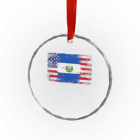 El Salvador American Flag Crystal Glass Ornament Distressed Grunge USA Salvadoran Pride TS10