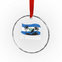 El Salvador Flag Crystal Glass Ornament Salvadoran Pride Torogoz Bird Palm Tree Volcano TS10