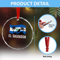 El Salvador Flag Crystal Glass Ornament Salvadoran Pride Torogoz Bird Palm Tree Volcano TS10