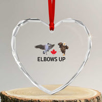 Elbows Up Heart Crystal Glass Ornament Canada Goose Vs Eagle Maple Leaf - Wonder Print Shop