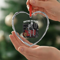 Electrician Skeleton Heart Crystal Glass Ornament Waiting On Parts Funny Graphic