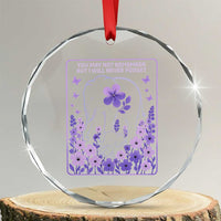 Elephant Alzheimers Purple Floral Support Crystal Glass Ornament You May Not Remember But I Will Never Forget