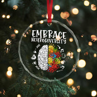 Embrace Neurodiversity Crystal Glass Ornament Autism Awareness ASD ADHD Acceptance - Wonder Print Shop