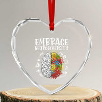 Embrace Neurodiversity Heart Crystal Glass Ornament Autism Awareness ASD ADHD Acceptance - Wonder Print Shop