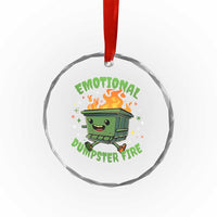 Emotional Dumpster Fire Crystal Glass Ornament Funny Mental Health Retro Groovy - Wonder Print Shop
