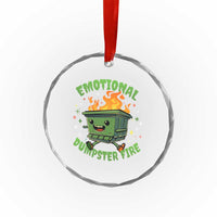 Emotional Dumpster Fire Crystal Glass Ornament Funny Mental Health Retro Groovy TS02