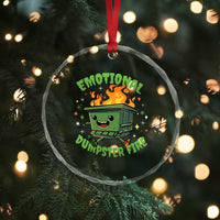 Emotional Dumpster Fire Crystal Glass Ornament Funny Mental Health Retro Groovy TS02