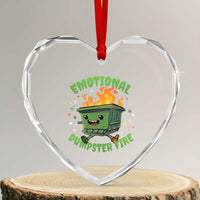 Emotional Dumpster Fire Heart Crystal Glass Ornament Funny Mental Health Retro Groovy - Wonder Print Shop