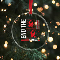 End The Stigma HIV Awareness Crystal Glass Ornament Red Ribbon Gift TS12