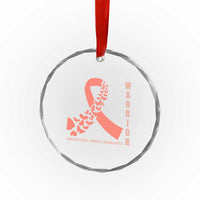 Endometrial Cancer Warrior Fighter Butterfly Crystal Glass Ornament Peach Ribbon Hope