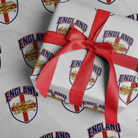 England Flag Lion Crest St George Cross Shield Crest Wrapping Paper Roll Vintage Patriotic English Sport Fan Graphic