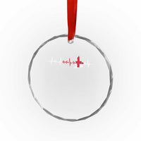 England Heartbeat EKG English Flag Map Crystal Glass Ornament