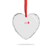 England Heartbeat EKG English Flag Map Heart Crystal Glass Ornament