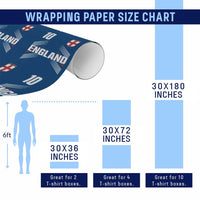 England Soccer Sports Graphic Number 10 Jersey Style Wrapping Paper Roll Proud St George Cross Football Fans Game Day Pride