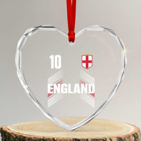 England Soccer Sports Graphic Number 10 Jersey Style Heart Crystal Glass Ornament Proud St George Cross Football Fans Game Day Pride