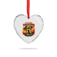 Espana Champions 2026 Heart Crystal Glass Ornament Spain Football Fan Spanish Bull Graphic