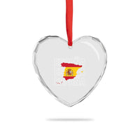 Espana Spain Map Pride Spanish Flag Heart Crystal Glass Ornament