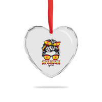 Espana Spain Messy Bun Girl Spanish Flag Heart Crystal Glass Ornament