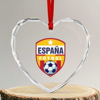 Espana Spain Soccer Football Fan Spanish Flag Heart Crystal Glass Ornament