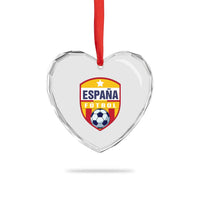 Espana Spain Soccer Football Fan Spanish Flag Heart Crystal Glass Ornament