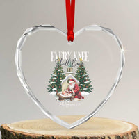 Every Knee Shall Bow Heart Crystal Glass Ornament Nativity Scene Santa and Baby Jesus Christmas - Wonder Print Shop