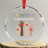 Everyone Is Welcome Here Crystal Glass Ornament Equality Fist Hands Hearts TS02