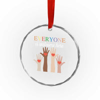 Everyone Is Welcome Here Crystal Glass Ornament Equality Fist Hands Hearts TS02