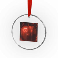 Evil Freaky Apple Meme Crystal Glass Ornament Creepy Dark AI Fruit Face With Glowing Eyes - Wonder Print Shop