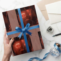 Evil Freaky Apple Meme Wrapping Paper Roll Creepy Dark AI Fruit Face With Glowing Eyes - Wonder Print Shop