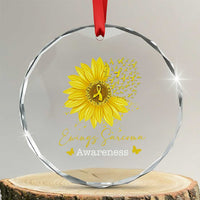 Ewings Sarcoma Awareness Crystal Glass Ornament Yellow Flower Petal Ribbons Sunflower
