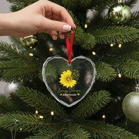 Ewings Sarcoma Awareness Heart Crystal Glass Ornament Yellow Flower Petal Ribbons Sunflower