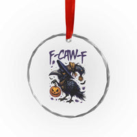 F Caw F Black Crow Halloween Meme Crystal Glass Ornament - Wonder Print Shop