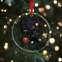 F Caw F Black Crow Halloween Meme Crystal Glass Ornament - Wonder Print Shop