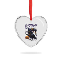 F Caw F Black Crow Halloween Meme Heart Crystal Glass Ornament - Wonder Print Shop