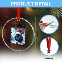 F Caw F Christmas Raven Crystal Glass Ornament Funny Bird Lover Gift TS12