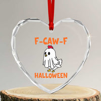 F Caw F Ghost Chicken Costume Heart Crystal Glass Ornament Funny Cute Halloween Poultry Lover - Wonder Print Shop