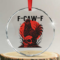 F Caw F Gothic Chicken Horror Crystal Glass Ornament Creepy Skull Rooster Halloween Dark Humor TS02